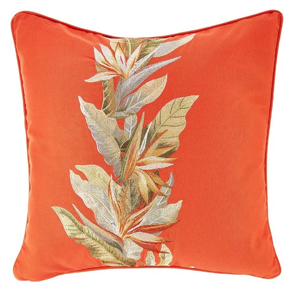 new 20-inch Square Tommy Bahama Embroidered BIRDS OF PARADISE Accent Pillow